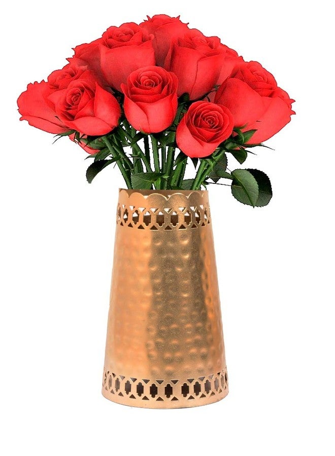 Skywalk Hand Crafted Metal Flower Vase or Home Decoration (8 Inch, Gold) - Image 1